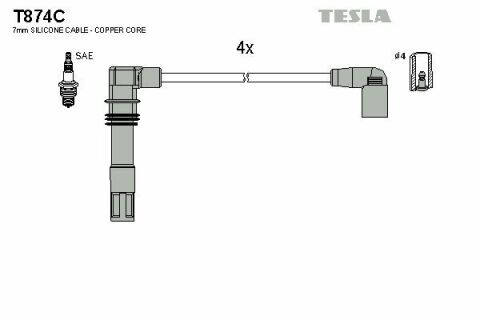 Кабель зажигания к-кт TESLA VAG 98-1,4