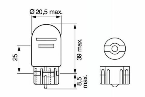 Автолампа W21/5W 12V 21/5W W3x16q Pure Light (без цоколя)