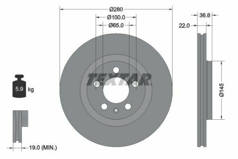 Диск тормозной Skoda Octavia/VW Golf IV (280x22) PRO+