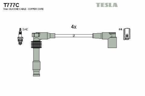 Кабель зажигания к-кт TESLA Chevrolet Evanda, Lacetti, Nubira, Tacuma 1,8