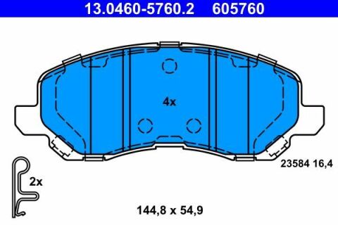 Колодки гальмівні (передні) Mitsubishi Lancer 00-/Outlander 06- (Akebono)