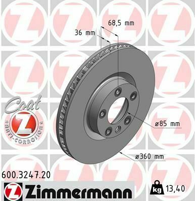 Диск тормозной (передний) VW Touareg 10-18/Porsche Cayenne 10-(360x36) (L) (с покрытием) (вент)