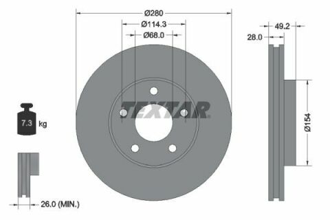 Диск тормозной (передний) Nissan Almera/Primera/X-Trail 01-13 (280x28) PRO