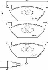Комплект гальмівних колодок (передніх) Audi A3/Skoda Octavia 96-13/Fabia 99-/VW Caddy/Golf 96-15 (+датчик)