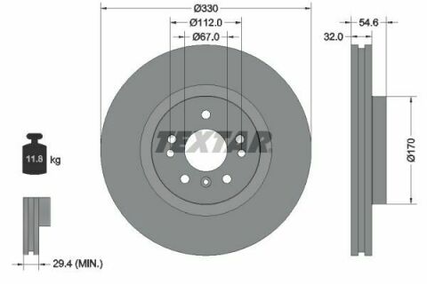 Диск гальмівний (передній) MB M-class (W164) 05-11 (330x32) PRO+