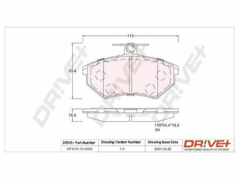 DP1010.10.0963 Drive+ - Гальмівні колодки до дисків