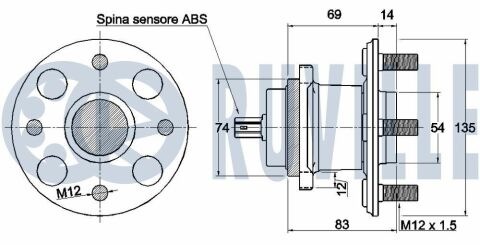 RUVILLE TOYOTA  Подшипник задн.ступицы с ABS Yaris 05-