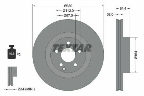 Диск гальмівний (передній) MB E-Class (W211) 02-09/ GLK-Class (X204) 08- (330x32) PRO+