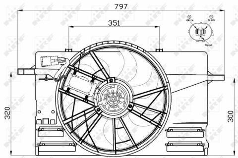 Вентилятор радиатора Volvo C30/C70/S40/V50 2.4/2.5 04-12 (с диффузором)