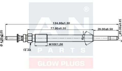 AN PARTS BMW Свічка розжарювання (подвійна спіраль) 11V E38 740D