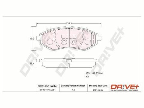 DP1010.10.0051 Drive+ - Тормозные колодки для дисков