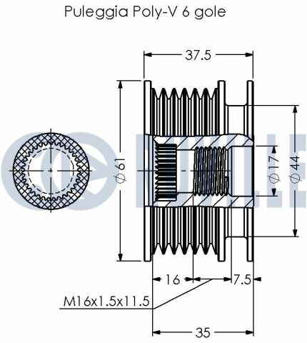 RUVILLE DB Шкив генератора Sprinter,Vario,W202/210 96-