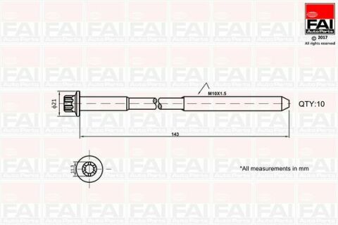 FAI FORD К-кт болтів головки блоку Focus, Fusion, Fiesta, 1.4/1.6 98-