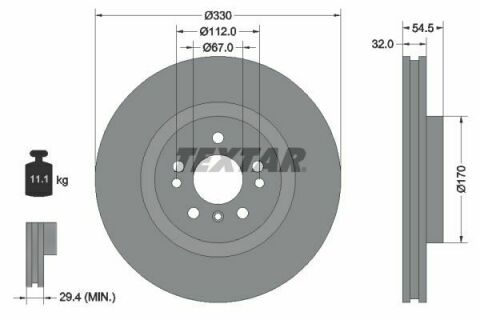 Диск тормозной (передний) MB M-class (W166) 11-15/ GLE (W166) 15- (330x32) PRO+