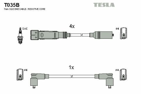 Кабель запалювання к-кт TESLA WAG 84-92 1,6