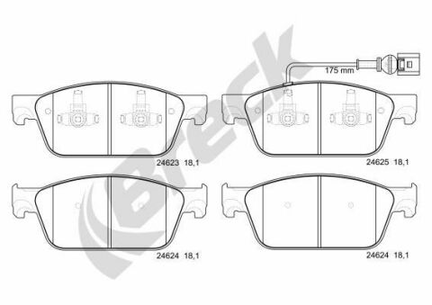 Колодки тормозные (передние) VW T5 03-15/T6 15- (Ate - Teves)/(с датчиком) Колодки тормозные (передние) VW T5 03-15/T6 15- (Ate - Teves)/(с датчиком)