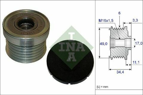 Шків генератора BMW 3 (E36/E46)/5 (E60)/X5 (E70) 1.6-3.5i -12 (6PK), N40/N45/N46/N52/N53