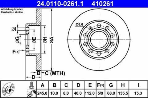 Диск тормозной (задний) Audi A4 00-09/Seat Exeo 08-(245x10) (с покрытием) (полный)