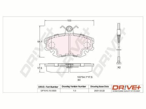 DP1010.10.0539 Drive+ - Гальмівні колодки до дисків