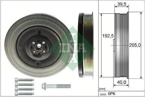 Шків колінвалу Volvo S60/S90/V60/V90/XC60/XC90 13- (з болтом)