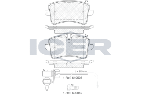 Колодки гальмівні (задні) Audi A4/A5/A6/A7 10-/Porsche Macan 14- (+датчик L=215mm)