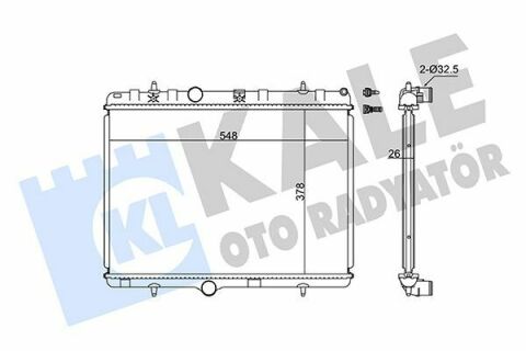 KALE CITROEN Радіатор охолодження C-Elysee, C2, DS3, Peugeot 1007, 2008, 207, 208, 301 1.2/1.6HDI