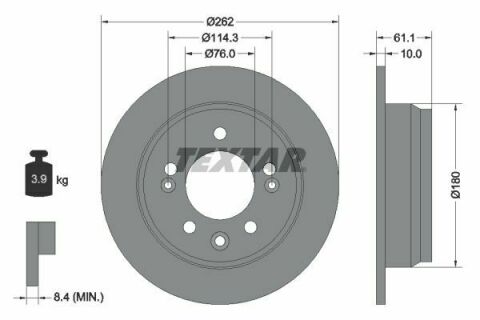 Диск тормозной (задний) Hyundai I30/ix35/Kia Cee'D/Sportage 08- (262x10) PRO