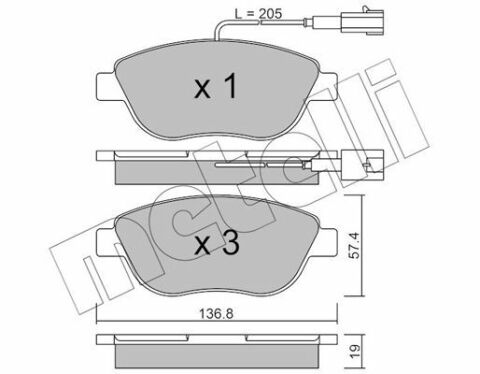 Колодки гальмівні (передні) Fiat Doblo 01-/Opel Combo 1.3-2.0CDTI 12- (з датчиком)