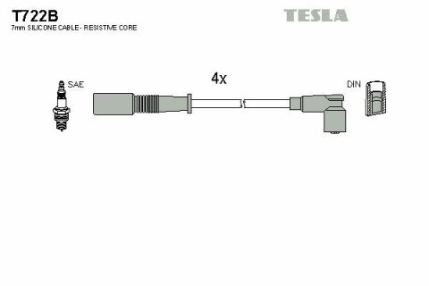 Кабель запалювання к-кт TESLA Fiat, Lancia 91- 1,1