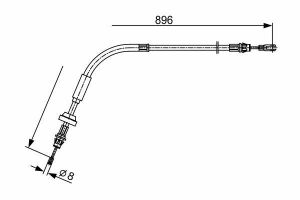 Трос ручного гальма спереду 986/630mm, 896/630mm Transit, Transit Custom 12-FORD