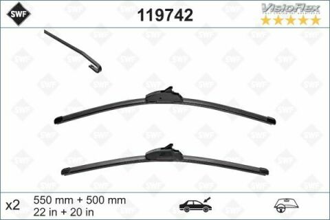 Щетки стеклоочистителя (550/500 мм) BMW X3 (E83)/Renault Megane I/Dacia Logan 96-