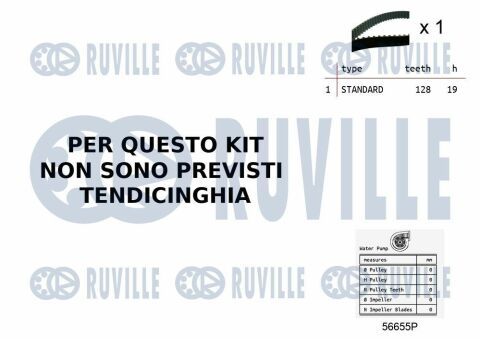 RUVILLE К-кт ГРМ з помпою JETTA II (19E, 1G2, 165) 1.3 Cat POLO (86C, 80) 1.3 Cat 1.3