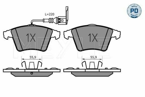 Колодки тормозные (передние) VW T5 03-(с датчиком)