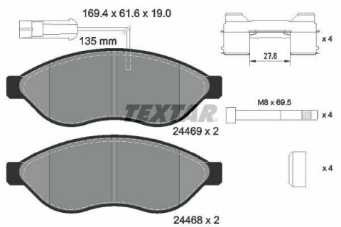 Колодки гальмівні (передні) Citroen Jumper/Fiat Ducato/Peugeot Boxer 06- (Brembo) Q+(з датчиком) Колодки гальмівні (передні) Citroen Jumper/Fiat Ducato/Peugeot Boxer 06- (Brembo) Q+(з датчиком)