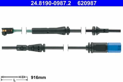 Датчик зносу гальмівних колодок (передніх) BMW 5 (G30/F90)/7 (G11/G12) 15- (L=916mm)