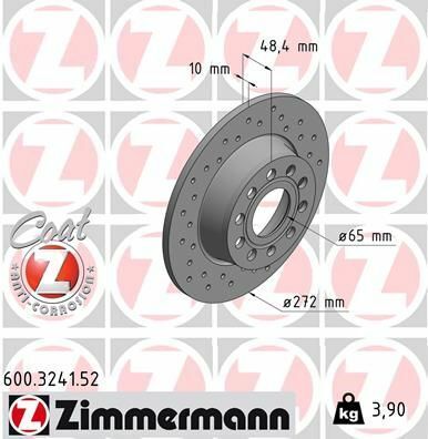 Диск тормозной (задний) VW Caddy 03-(272x10) (с покрытием) (с отверстием) (полный)