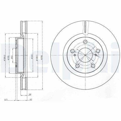 Диск тормозной (передний) (к-кт 2шт) Toyota Aurion/Camry/Rav4 06- (296x28) (с покрыт.) (вентил.)