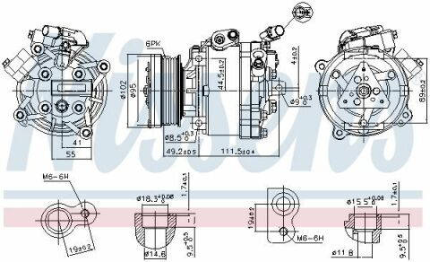 Компрессор кондиционера LANCER VIII 1.6 10-, 1.8 08-, 2.0 07-, OUTLANDER II 2.0 06-, OUTLANDER III 2.0 12-, CITROEN, PEUGEOT MITSUBISHI