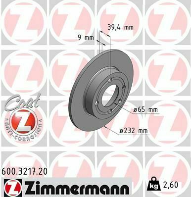 Диск тормозной (задний) Seat Arosa/Cordoba/Ibiza/VW Polo 96-02 (232x9) (с покрытием) (полный)