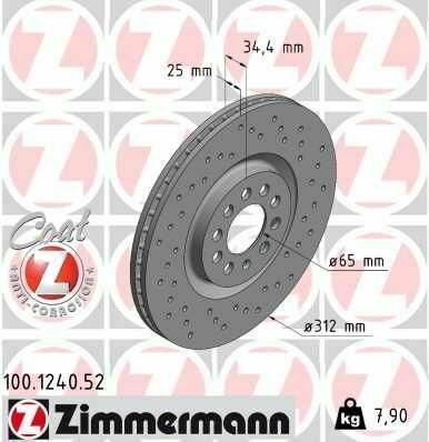 Диск тормозной (передний) Audi A3 99-/VW Golf IV 97-05/Polo 02-09 (312x25) (с покр)(с отверстиями(вент)