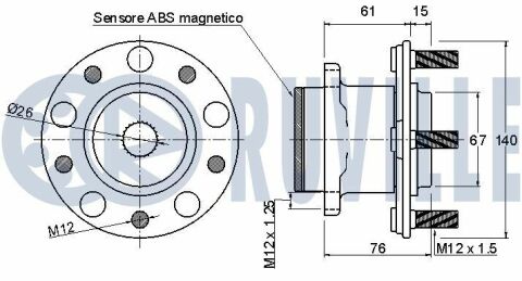 RUVILLE MITSUBISHI К-кт подшипника ступицы колеса задн. с датчиком ABS Outlander