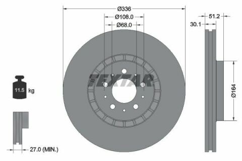 Диск тормозной (передний) Volvo XC90 02-14 (336x30.1) PRO+