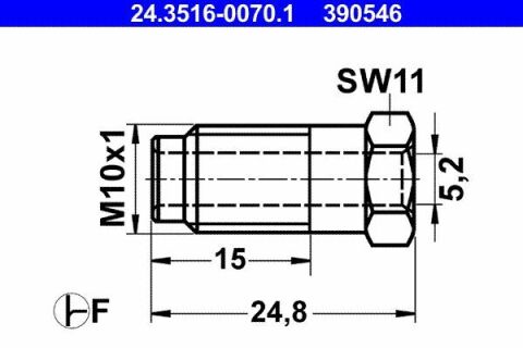 З'єднувач трубки гальмівний (M10x1/11x24.8/d=5.2)