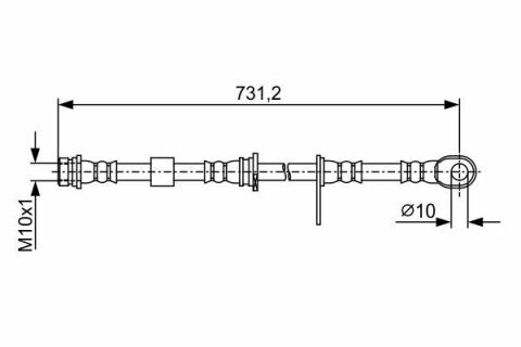 Шланг гальмівний (передній) Mitsubishi L200/Pajero Sport 05- (720мм)
