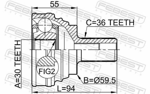 Шрус зовнішній 30x59.5x36 AUDI A3 04-13