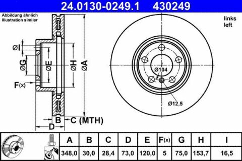 Диск тормозной (передний) BMW X4 (F26) 3.0 15-18 (348x30) (L) N55 B30