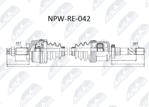 Напіввісь приводна (R, права) Renault Master III + Opel Movano B 10-> FWD 31/39z 2.3dCi