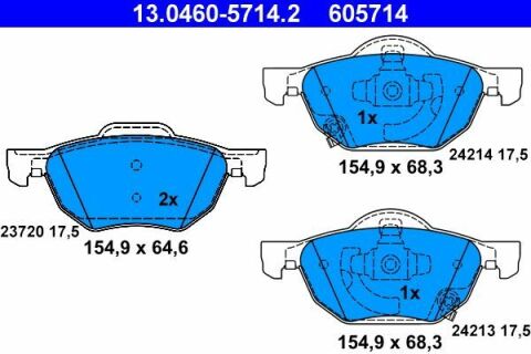 Колодки гальмівні (передні) Honda Accord VII 2.0/2.2 i-CTDi/2.4 03-08 (ATE)