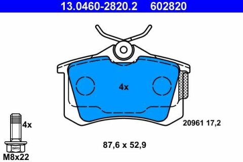 Колодки гальмівні (задні) VW Caddy 04-15/Golf 97-16/Passat B5 96-05/Skoda Fabia/Citroen/Peugeot 99-