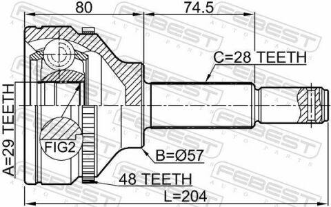 ШРКШ (ШРУС) наружный 29x57x28 FORD TRANSIT TT9 06-